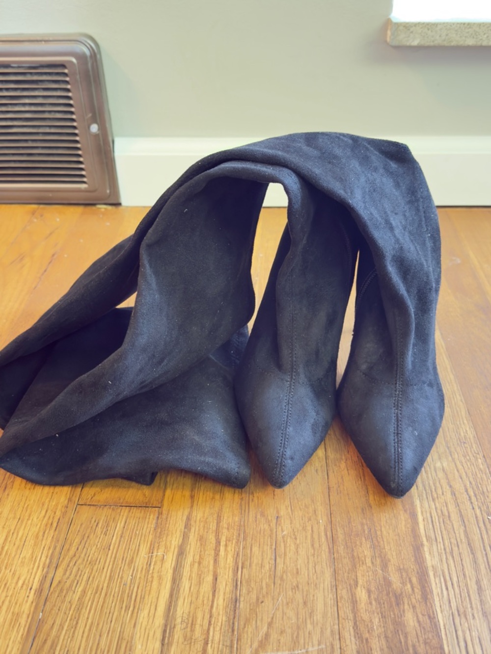 ASOS Black Suede Pointed-Toe Heeled Boots